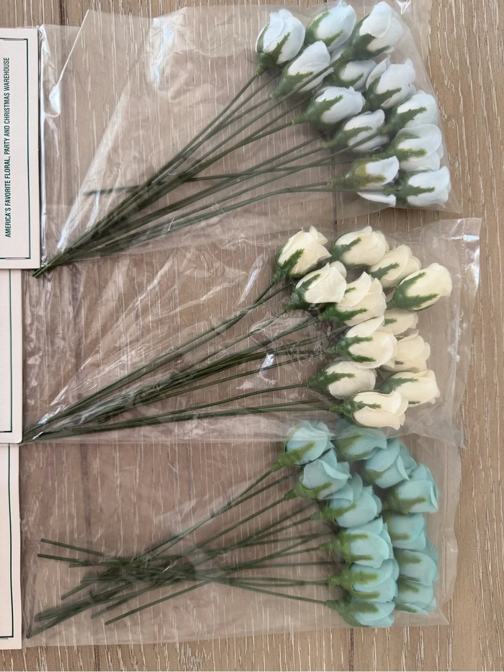 Fabric rosebud stem decorative flowers 11 packages